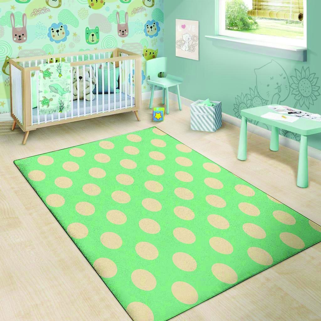 Pale Green Polka Dot Floor Mat-grizzshop