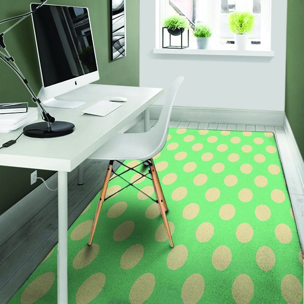 Pale Green Polka Dot Floor Mat-grizzshop