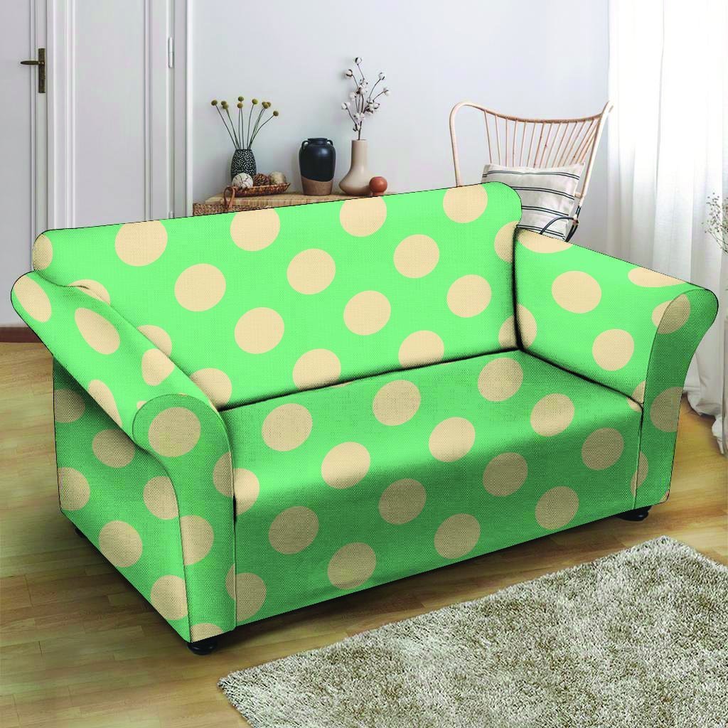 Pale Green Polka Dot Loveseat Cover-grizzshop