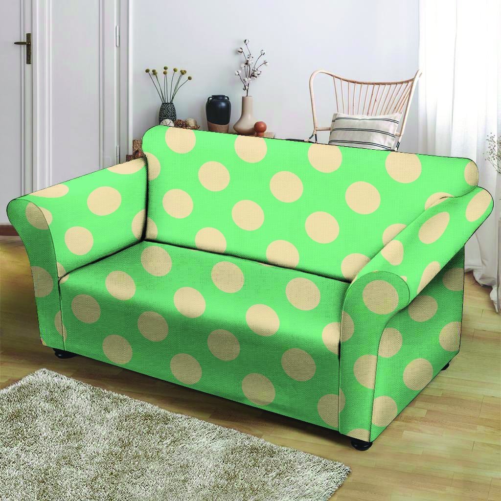 Pale Green Polka Dot Loveseat Cover-grizzshop