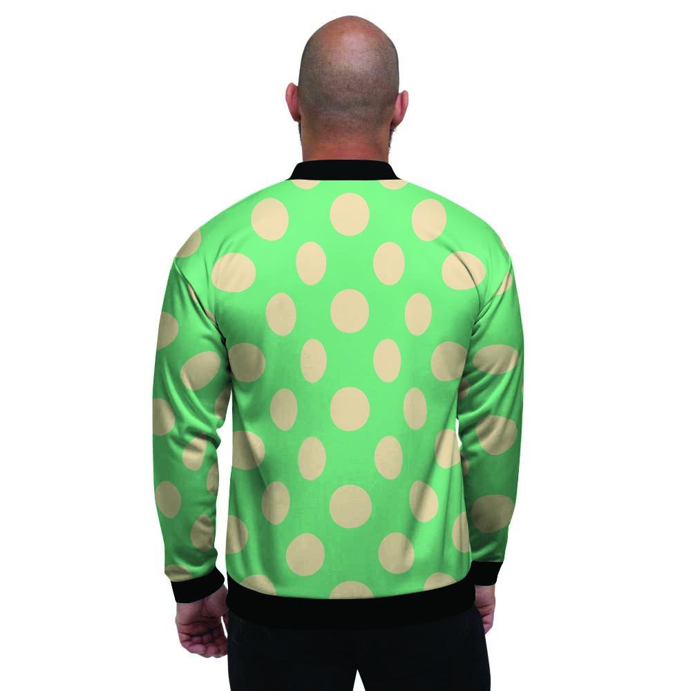 Pale Green Polka Dot Men's Bomber Jacket-grizzshop