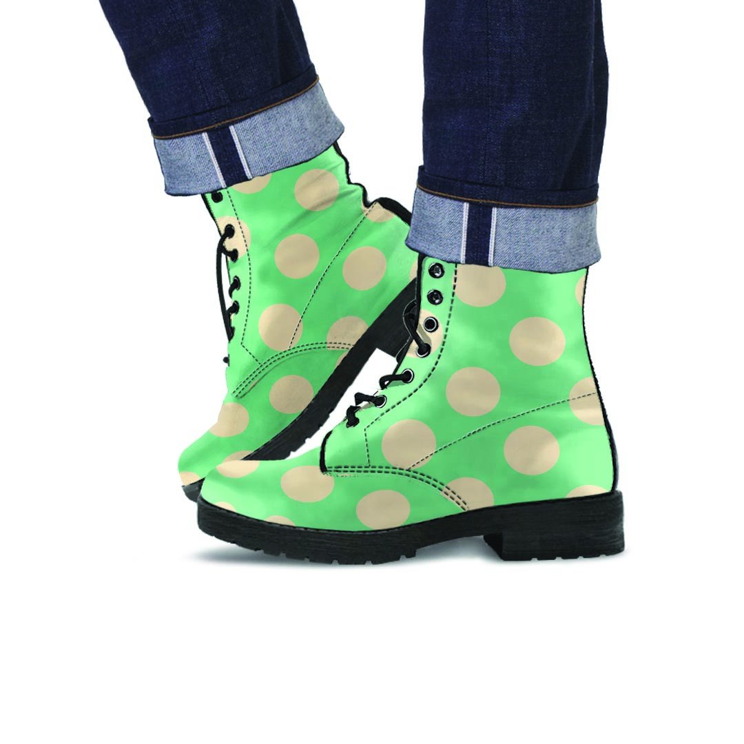 Pale Green Polka Dot Men's Boots-grizzshop