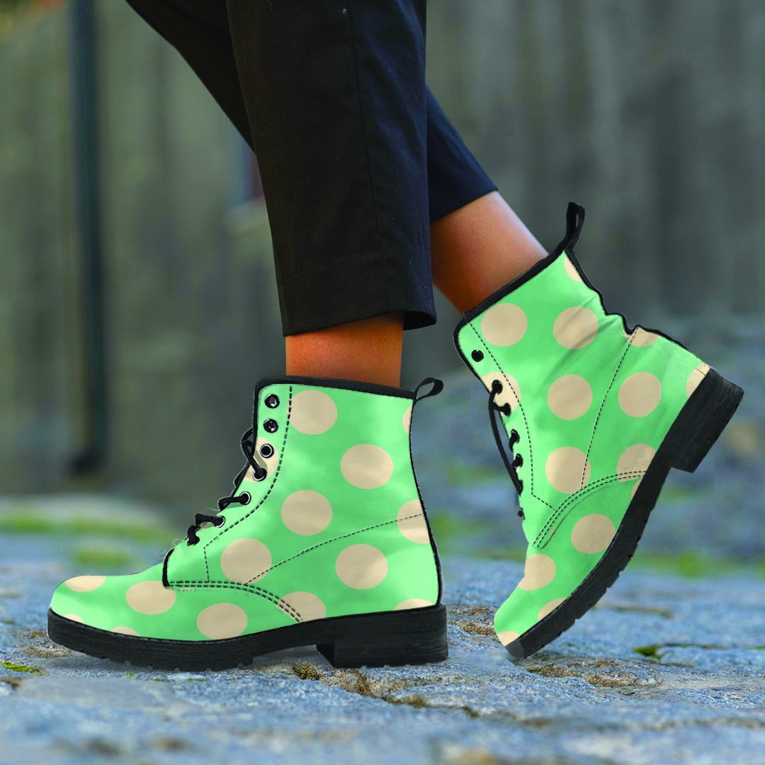 Pale Green Polka Dot Men's Boots-grizzshop