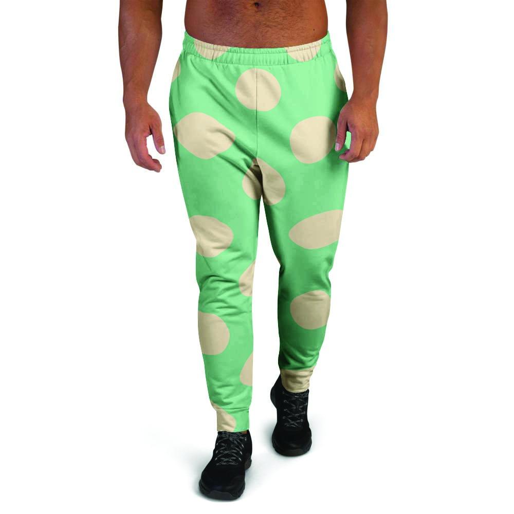 Pale Green Polka Dot Men's Joggers-grizzshop