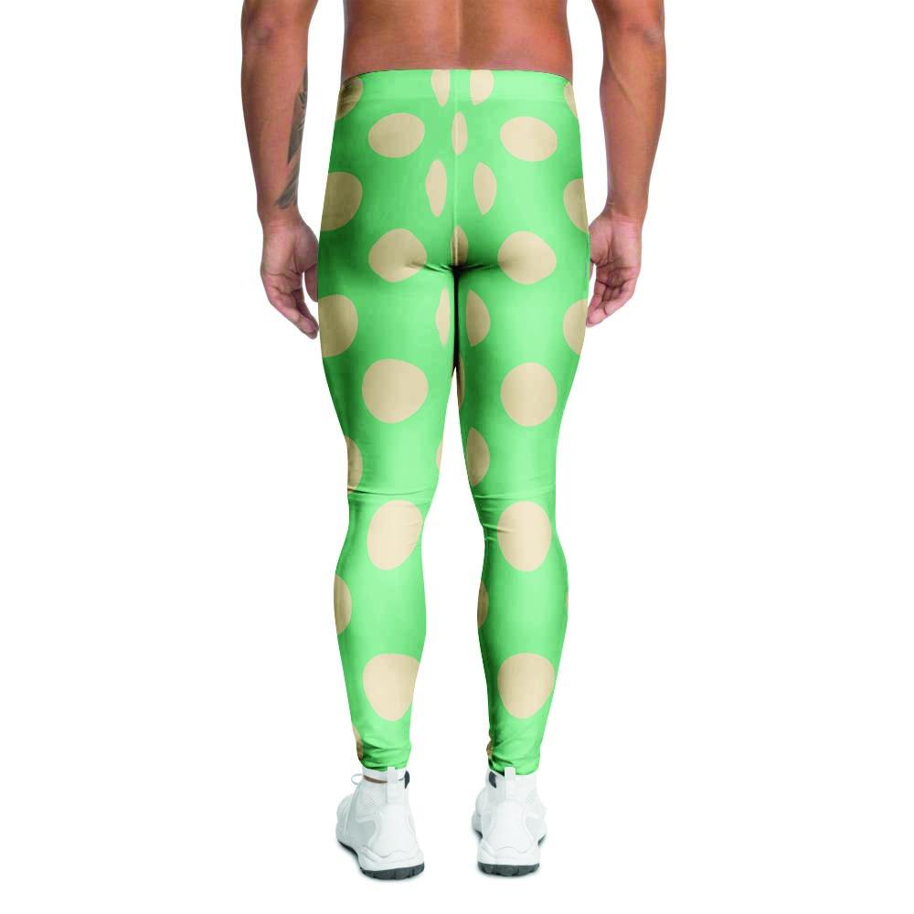 Pale Green Polka Dot Men's Leggings-grizzshop