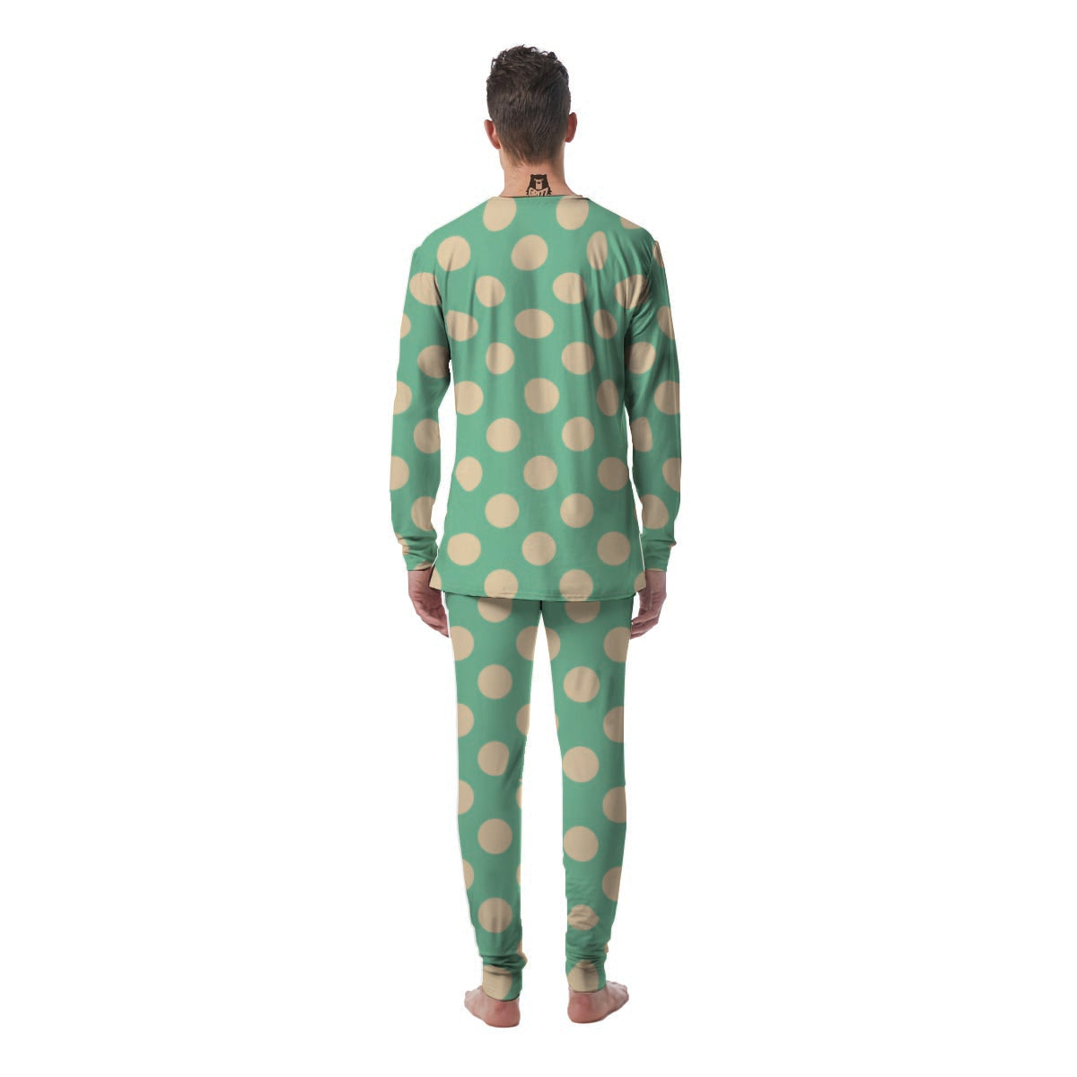 Pale Green Polka Dot Men's Pajamas-grizzshop