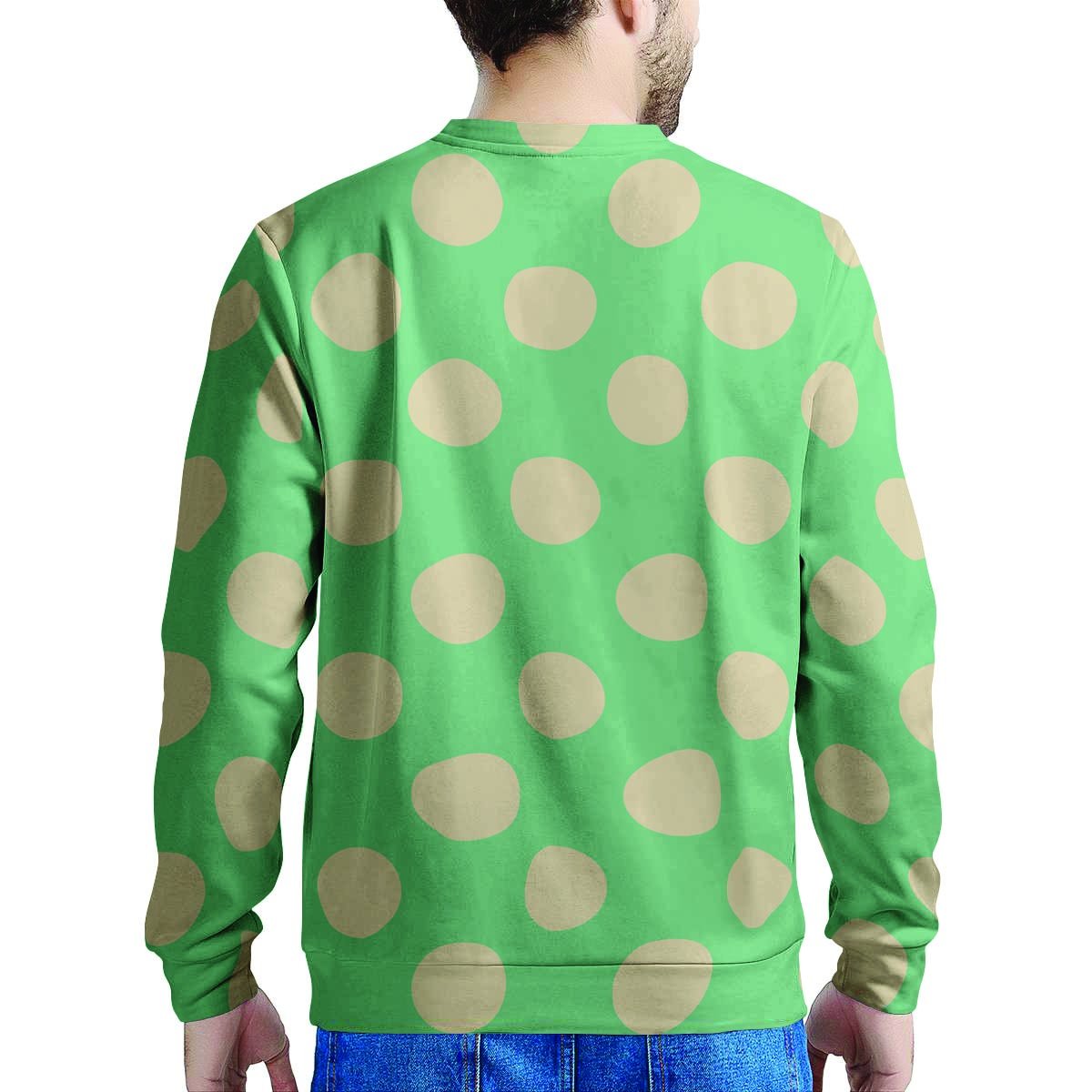 Pale Green Polka Dot Men's Sweatshirt-grizzshop