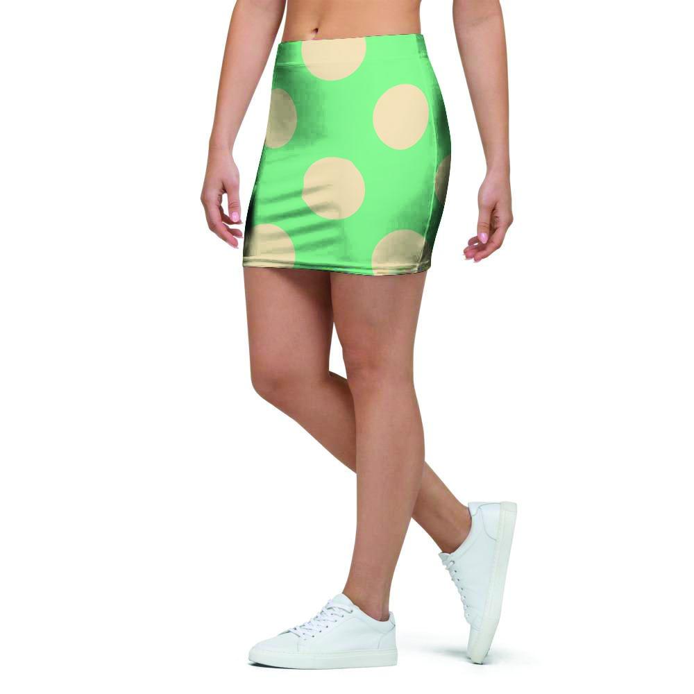 Pale Green Polka Dot Mini Skirt-grizzshop