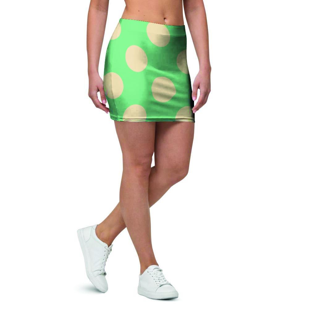 Pale Green Polka Dot Mini Skirt-grizzshop