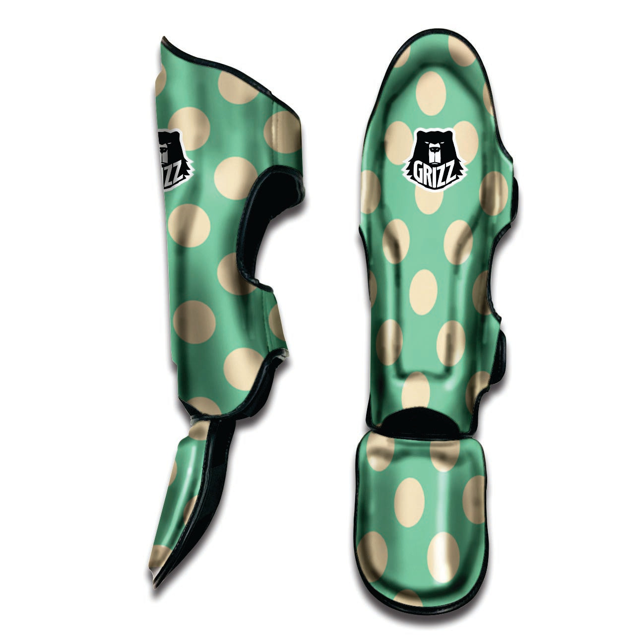 Pale Green Polka Dot Muay Thai Shin Guard-grizzshop