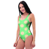 Pale Green Polka Dot One Piece Swimsuite-grizzshop