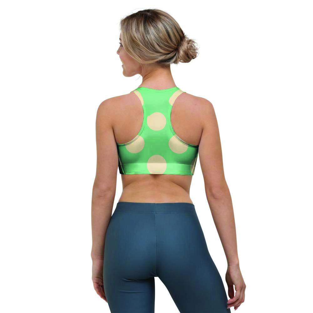 Pale Green Polka Dot Sports Bra-grizzshop