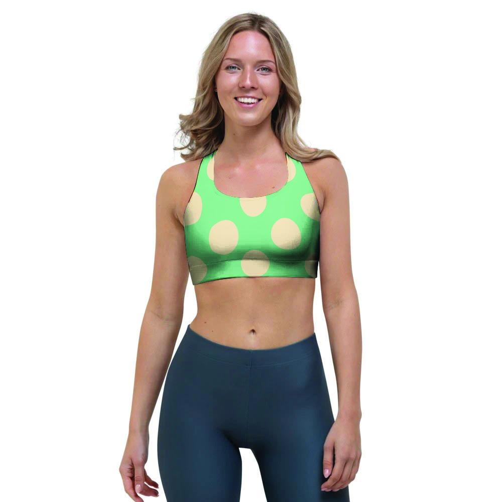 Pale Green Polka Dot Sports Bra-grizzshop