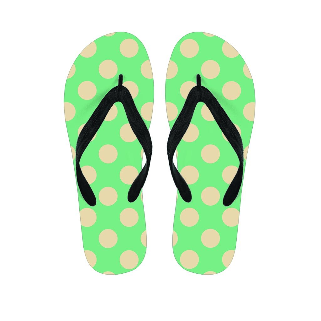Pale Green Polka Dot Women's Flip Flops-grizzshop