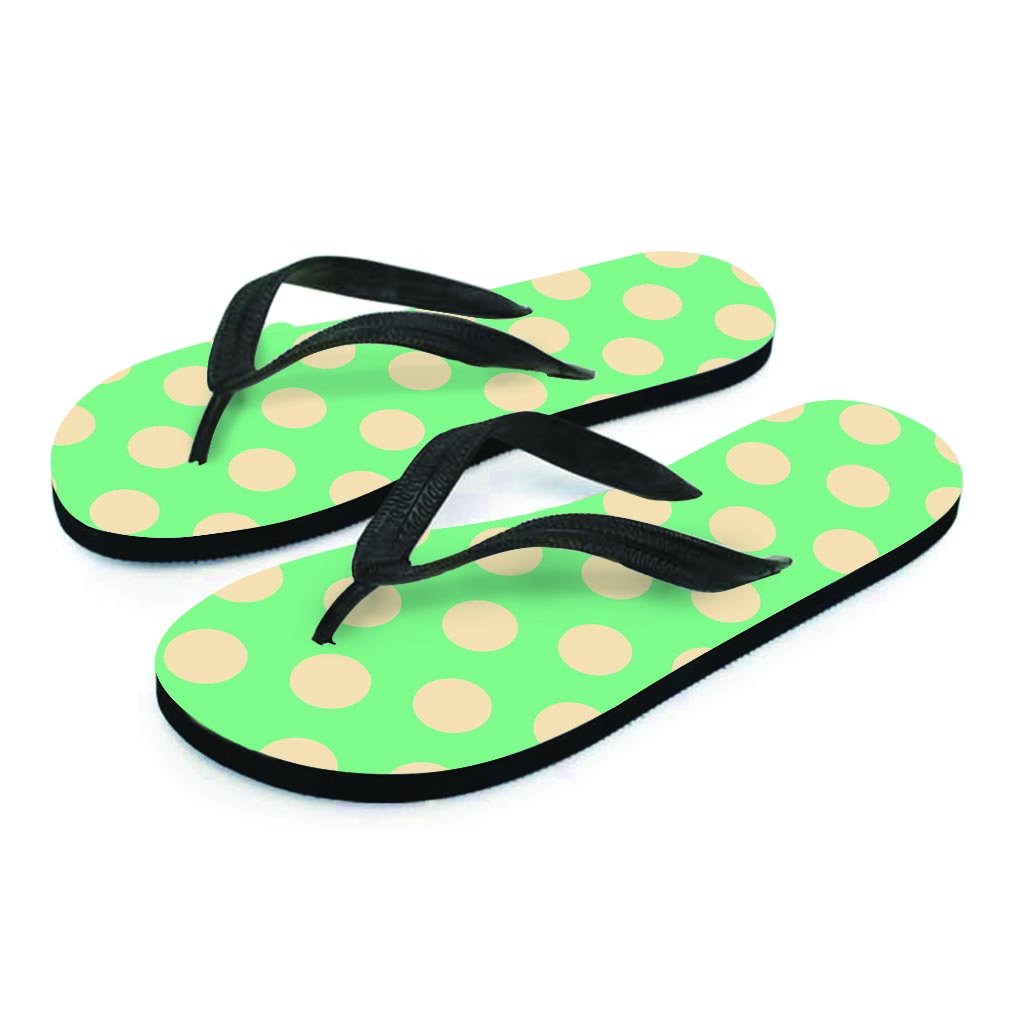 Pale Green Polka Dot Women's Flip Flops-grizzshop