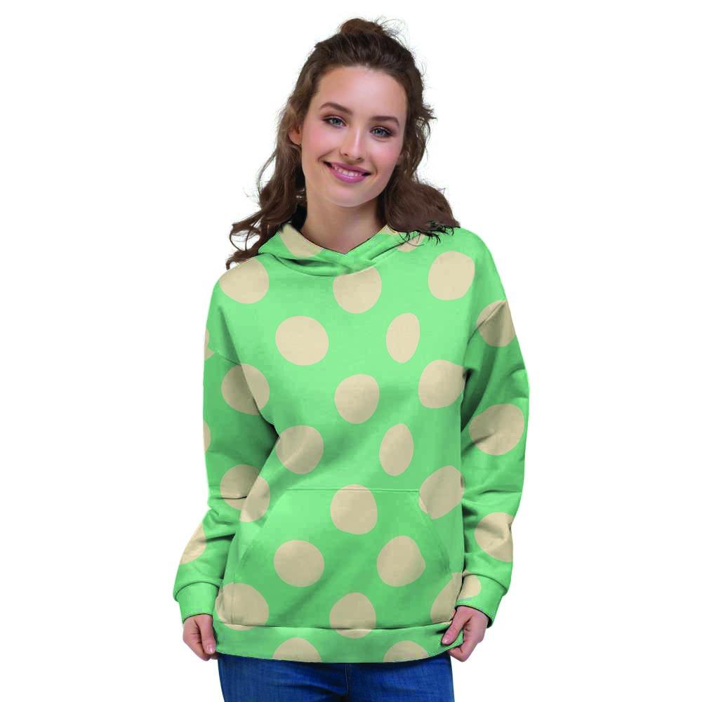 Pale Green Polka Dot Women's Hoodie-grizzshop