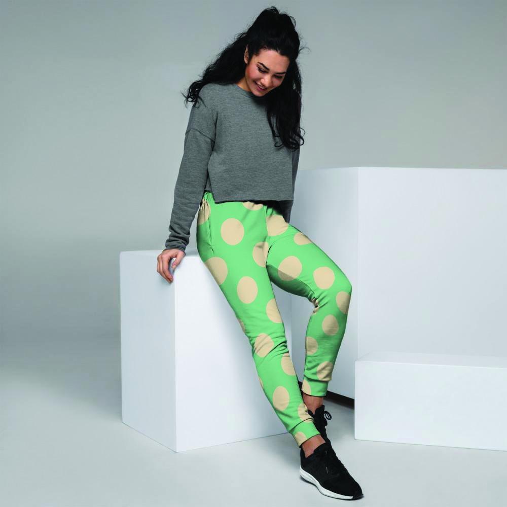 Pale Green Polka Dot Women's Joggers-grizzshop