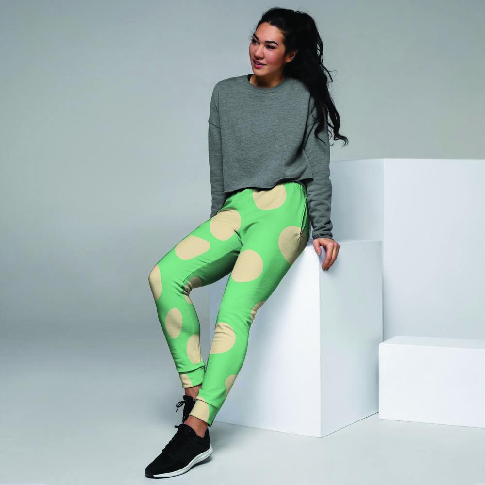 Pale Green Polka Dot Women's Joggers-grizzshop