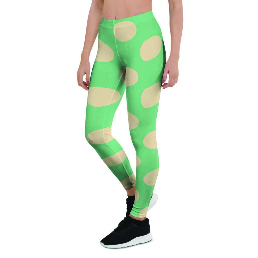 Pale Green Polka Dot Women's Leggings-grizzshop