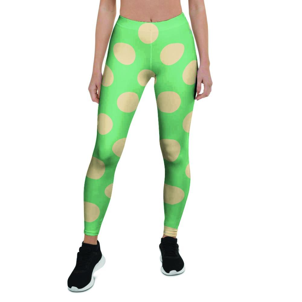 Pale Green Polka Dot Women's Leggings-grizzshop