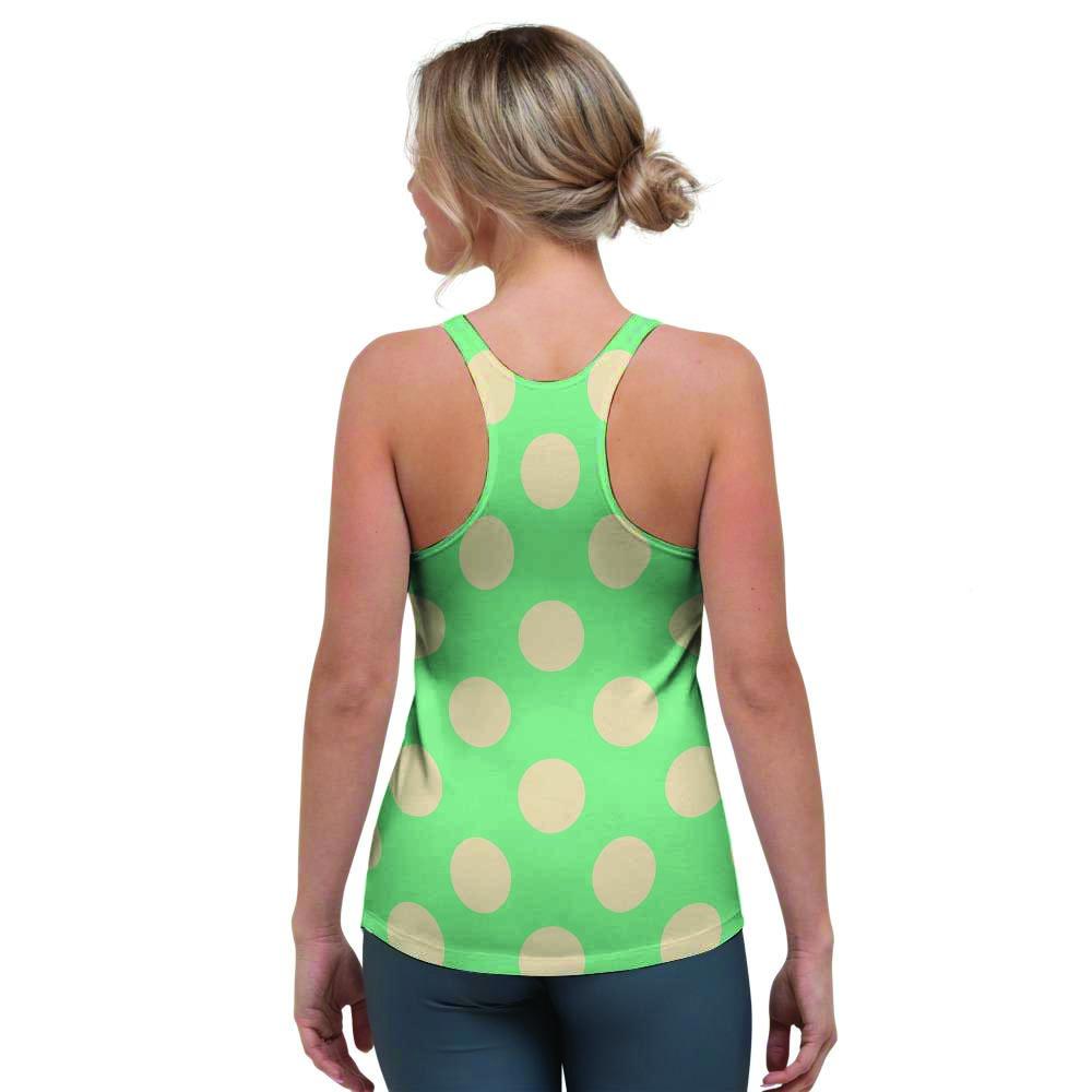Pale Green Polka Dot Women's Racerback Tank Top-grizzshop