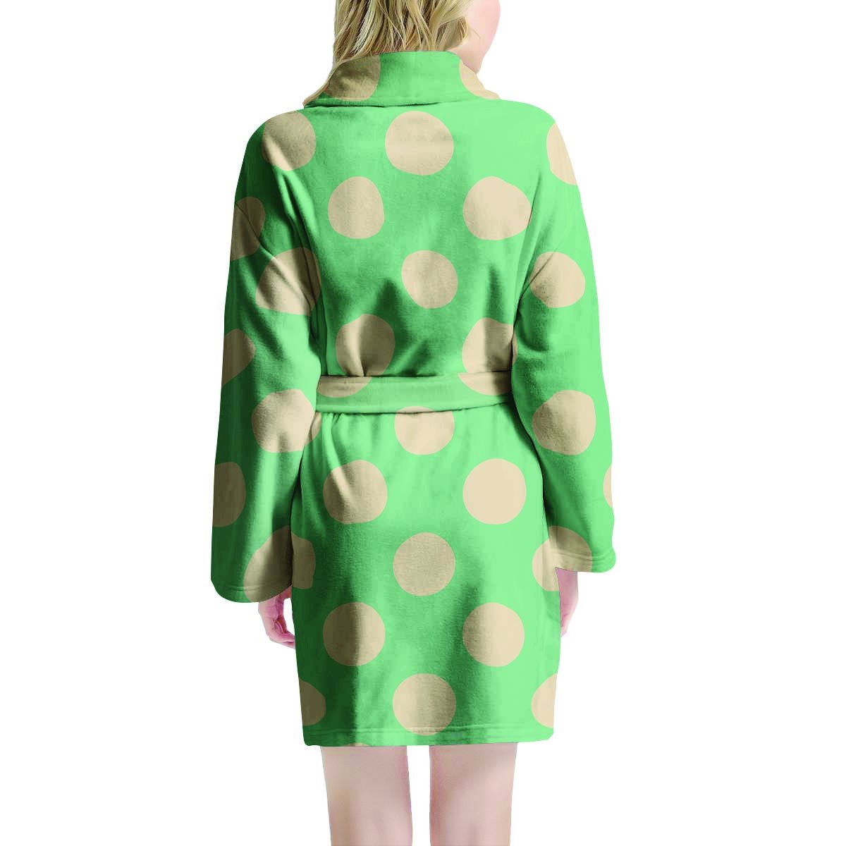 Pale Green Polka Dot Women's Robe-grizzshop