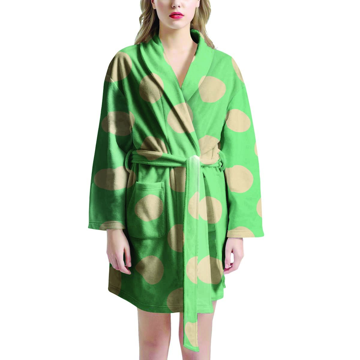 Pale Green Polka Dot Women's Robe-grizzshop