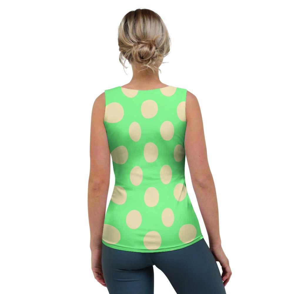 Pale Green Polka Dot Women's Tank Top-grizzshop