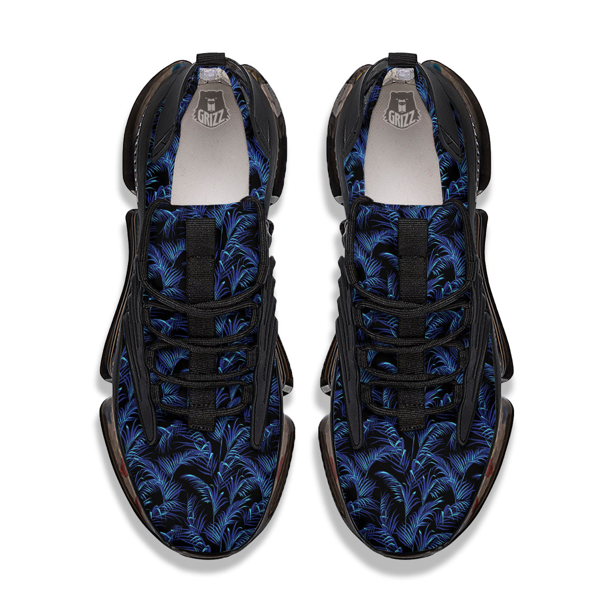 Palm Leaf Dark Tropical Print Pattern Black Gym Shoes-grizzshop