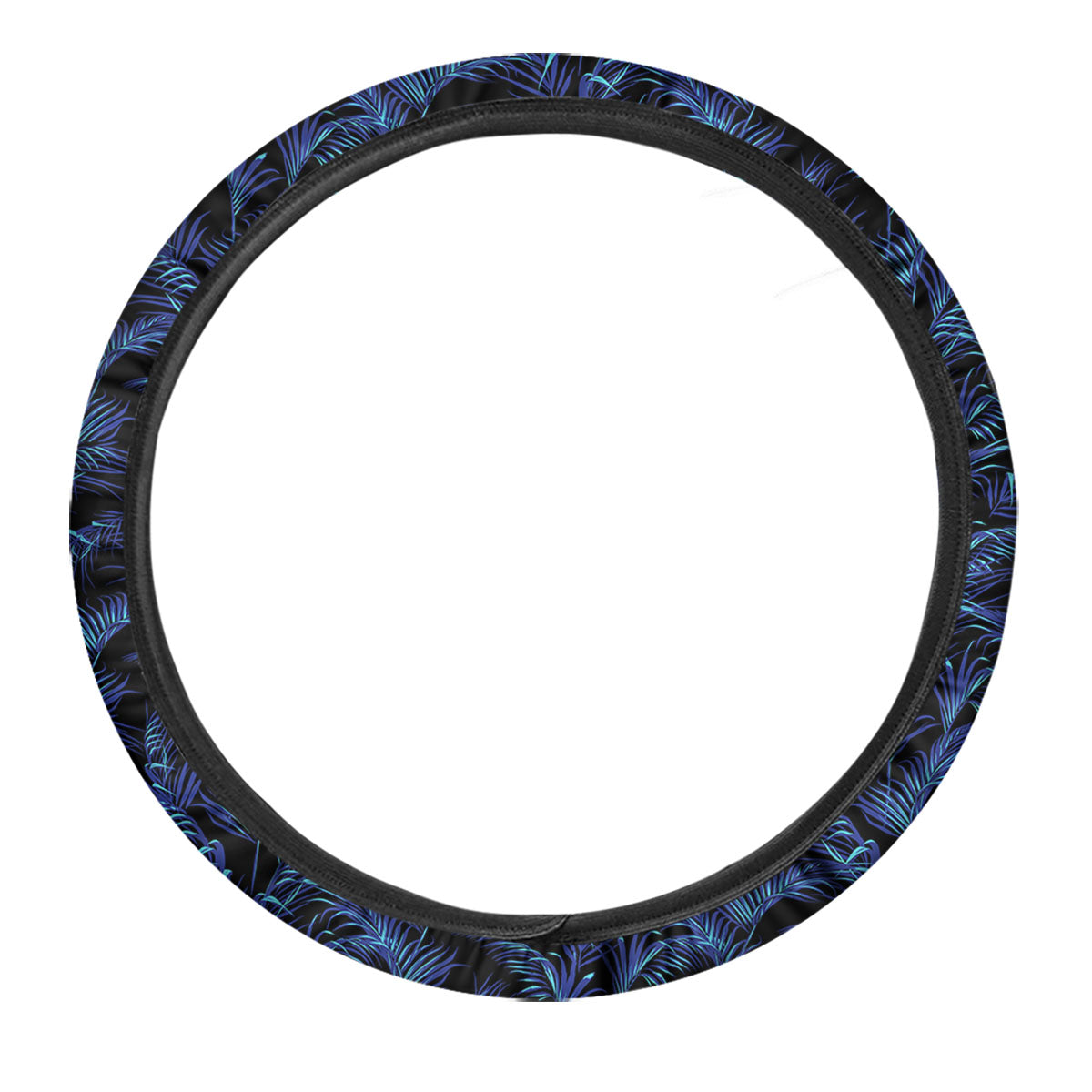 Palm Leaf Dark Tropical Print Pattern Car Steering Wheel Cover-grizzshop