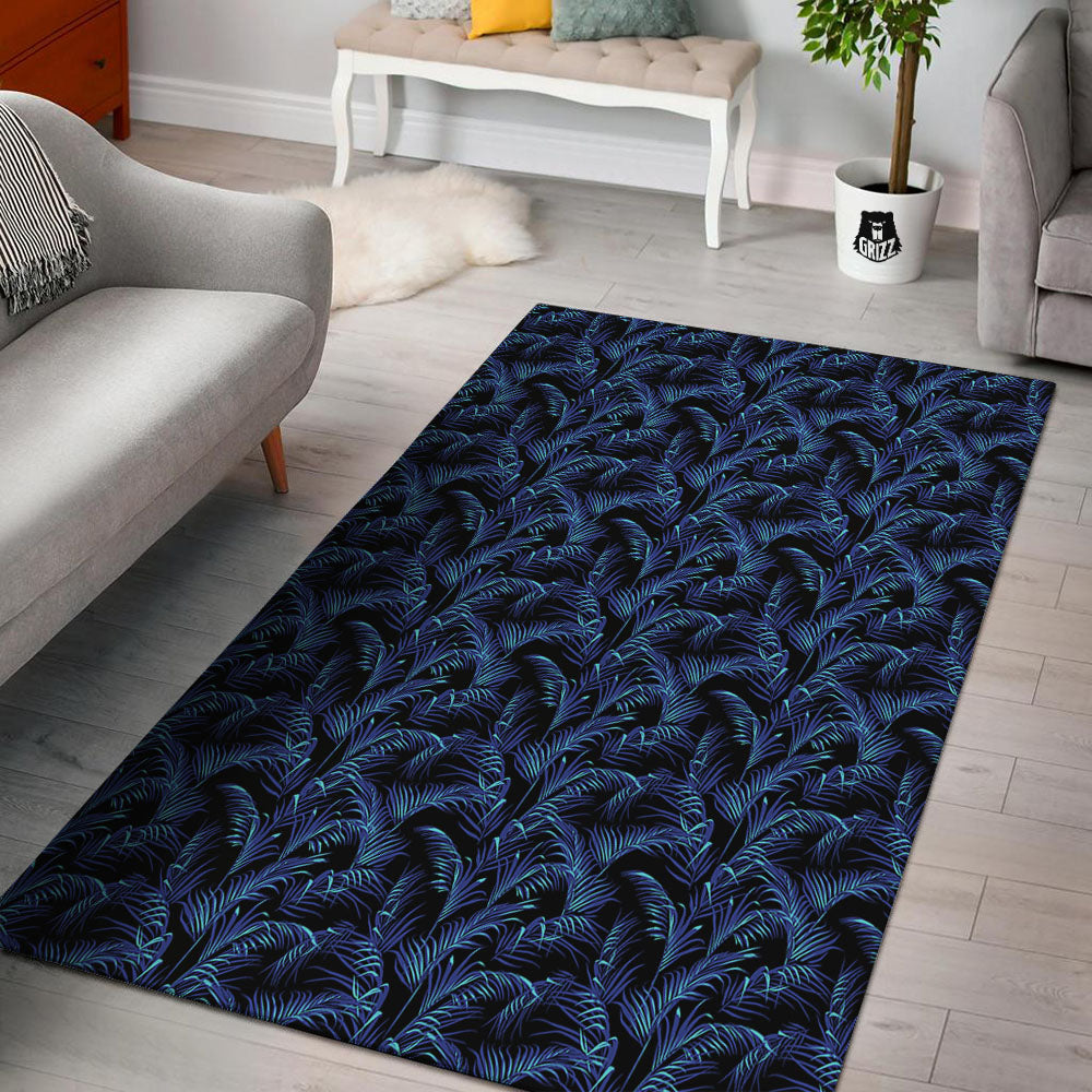 Palm Leaf Dark Tropical Print Pattern Floor Mat-grizzshop