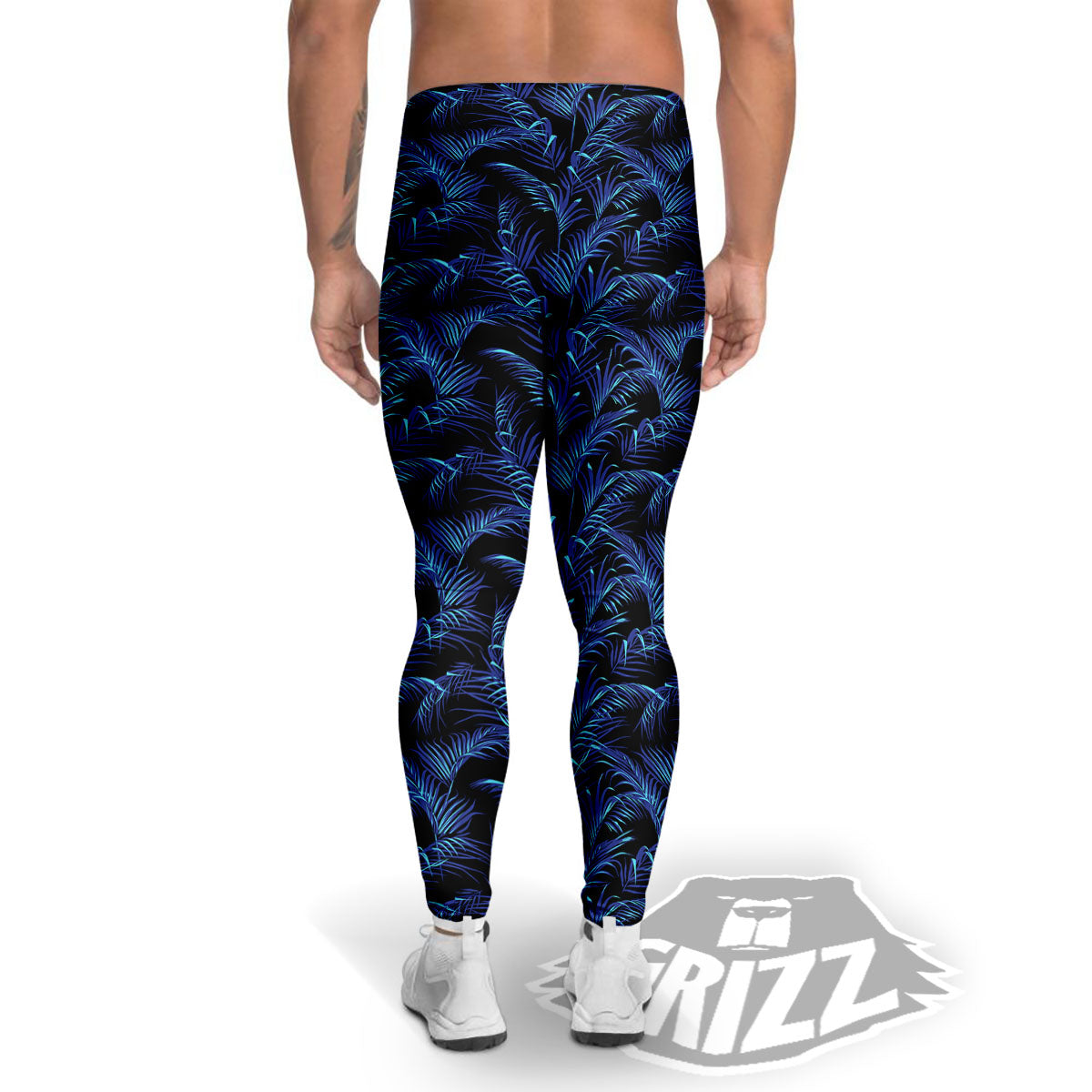 Palm Leaf Dark Tropical Print Pattern Men's Leggings-grizzshop