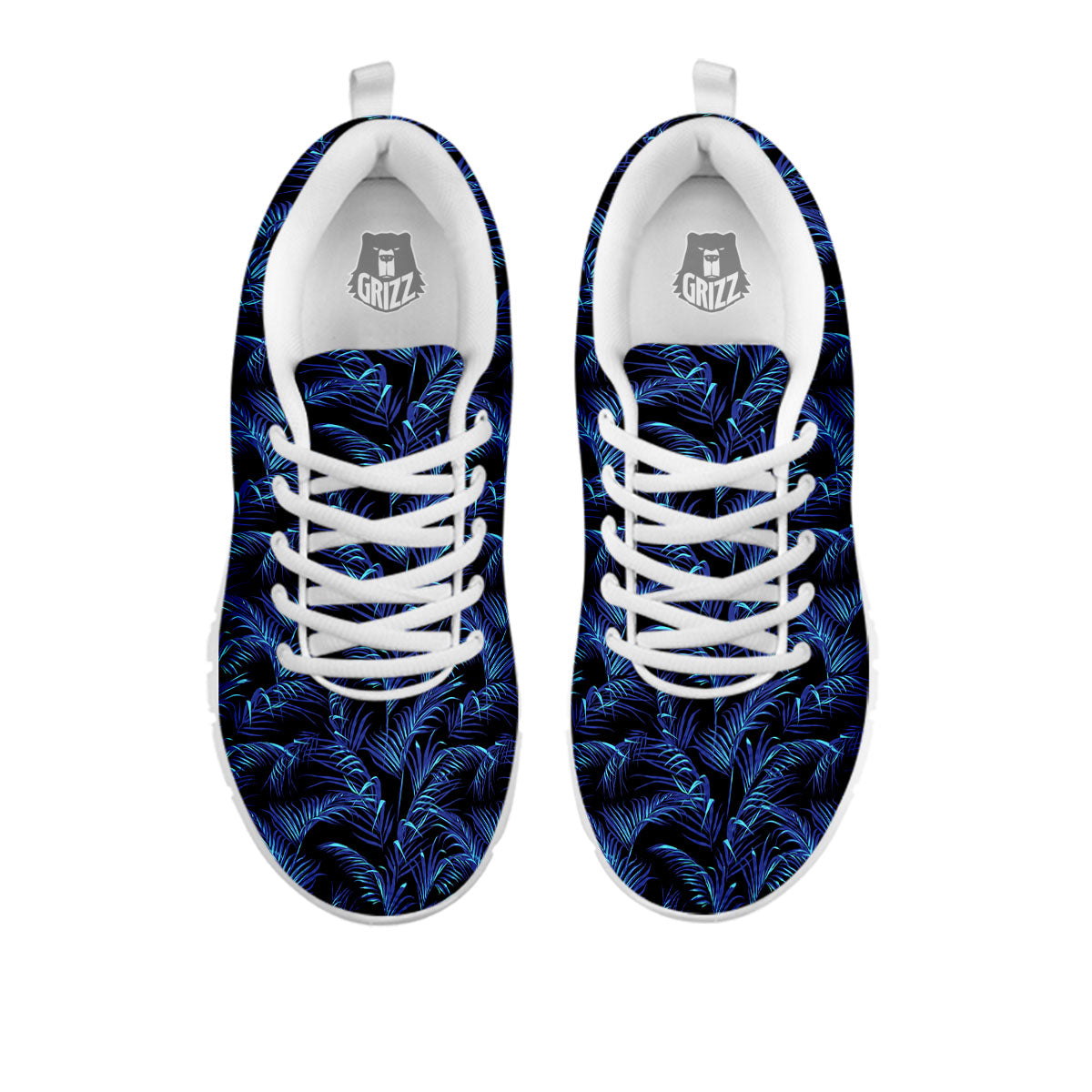 Palm Leaf Dark Tropical Print Pattern White Sneaker-grizzshop