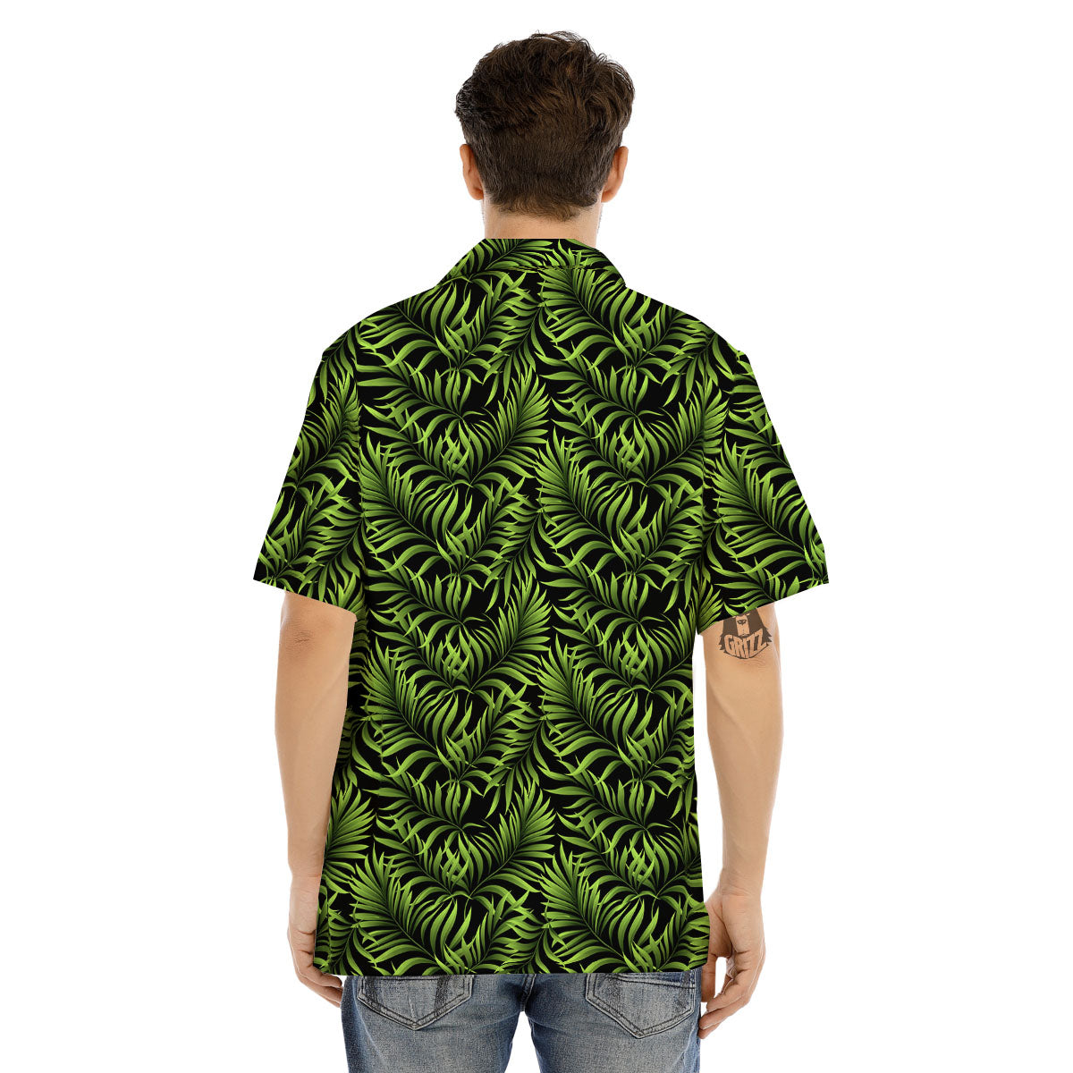 Palm Leaf Green Tropical Print Pattern Men's Hawaiian Shirt-grizzshop