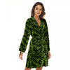 Palm Leaf Green Tropical Print Pattern Women's Robe-grizzshop