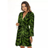 Palm Leaf Green Tropical Print Pattern Women's Robe-grizzshop