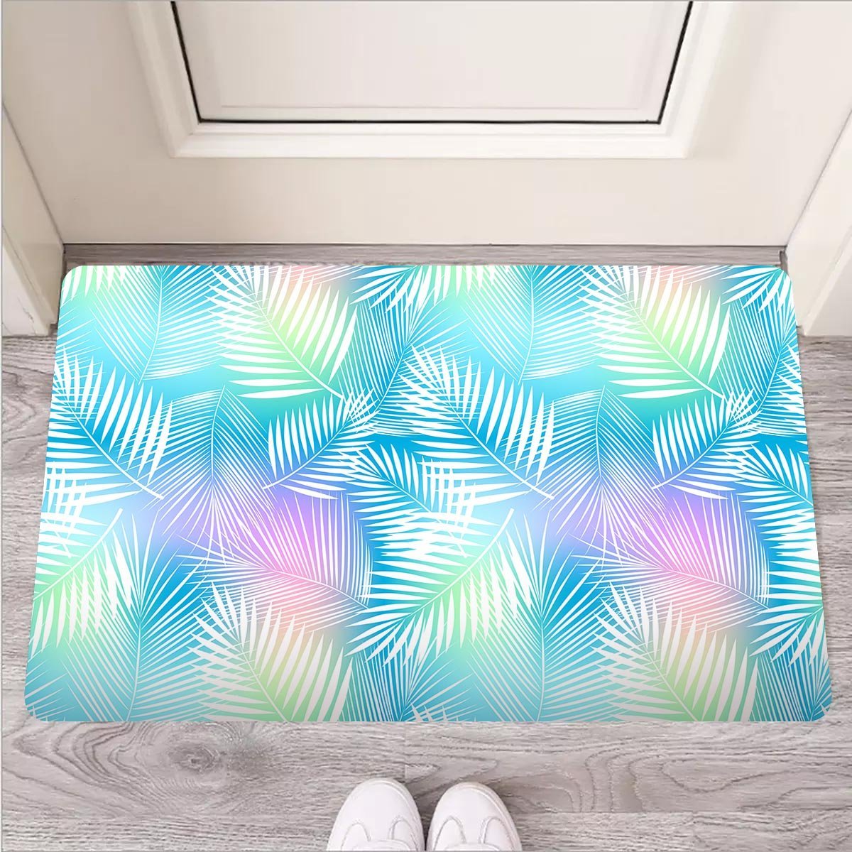 Palm Leaf Hawaiian Print Door Mat-grizzshop