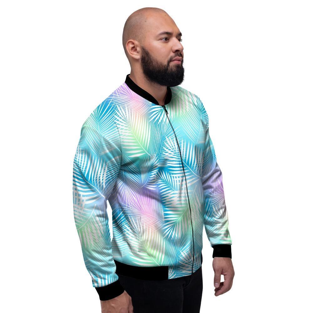 Palm Leaf Hawaiian Print Men's Bomber Jacket-grizzshop