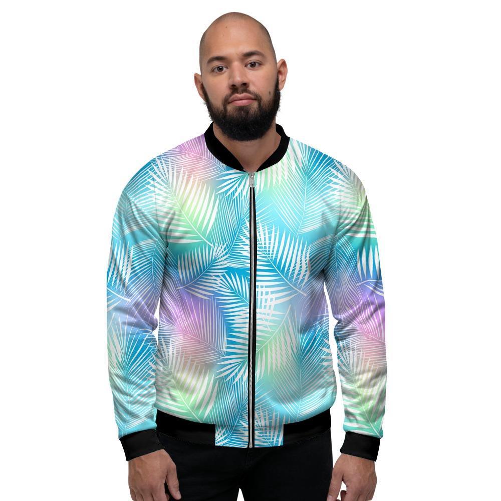 Palm Leaf Hawaiian Print Men's Bomber Jacket-grizzshop