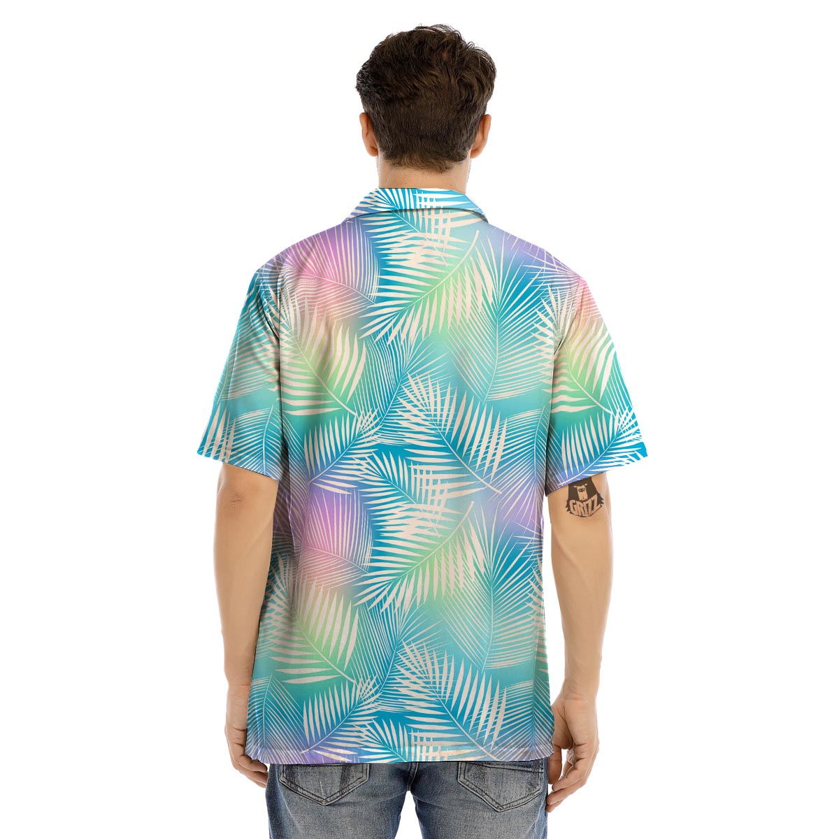 Palm Leaf Hawaiian Print Men’s Hawaiian Shirt-grizzshop