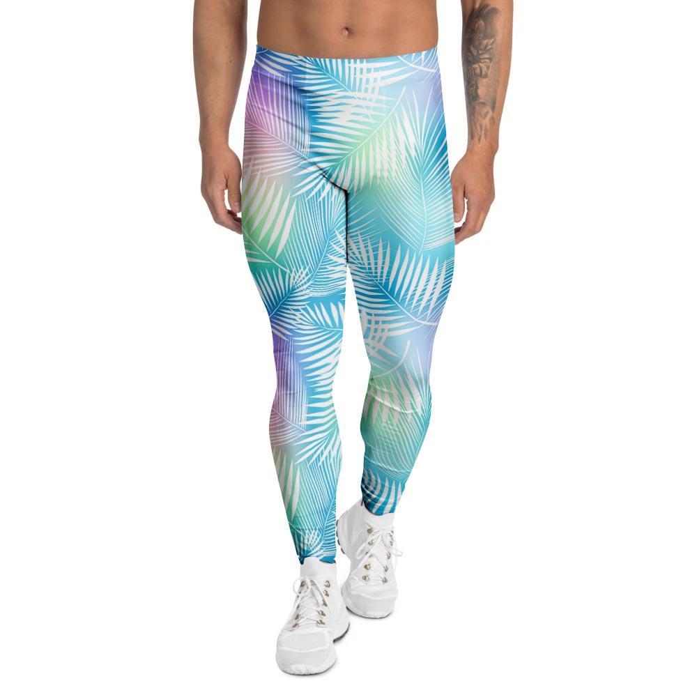 Palm Leaf Hawaiian Print Men's Leggings-grizzshop