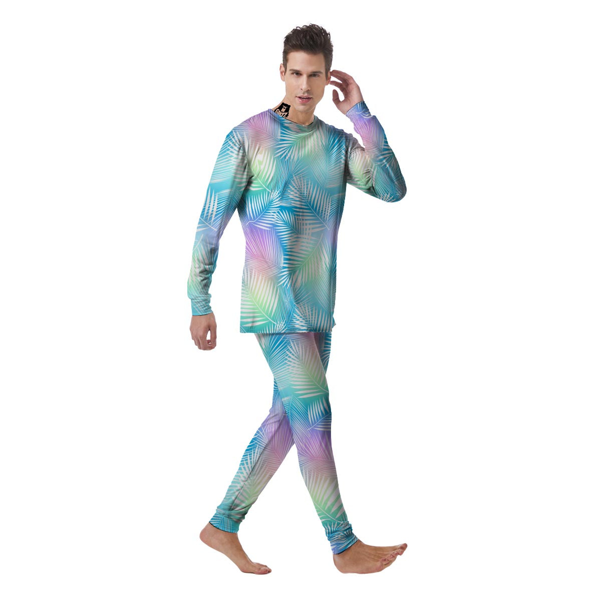 Palm Leaf Hawaiian Print Men's Pajamas-grizzshop