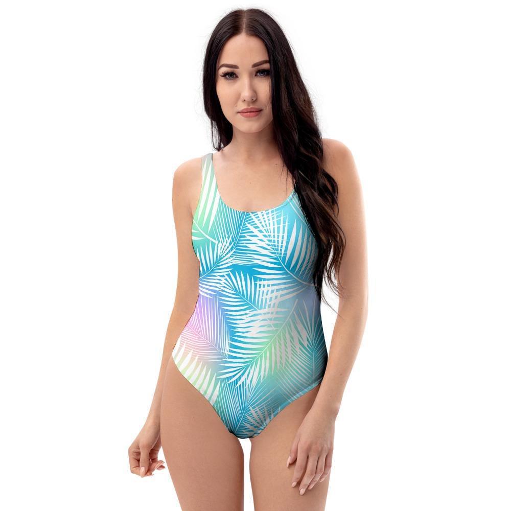 Palm Leaf Hawaiian Print One Piece Swimsuite-grizzshop