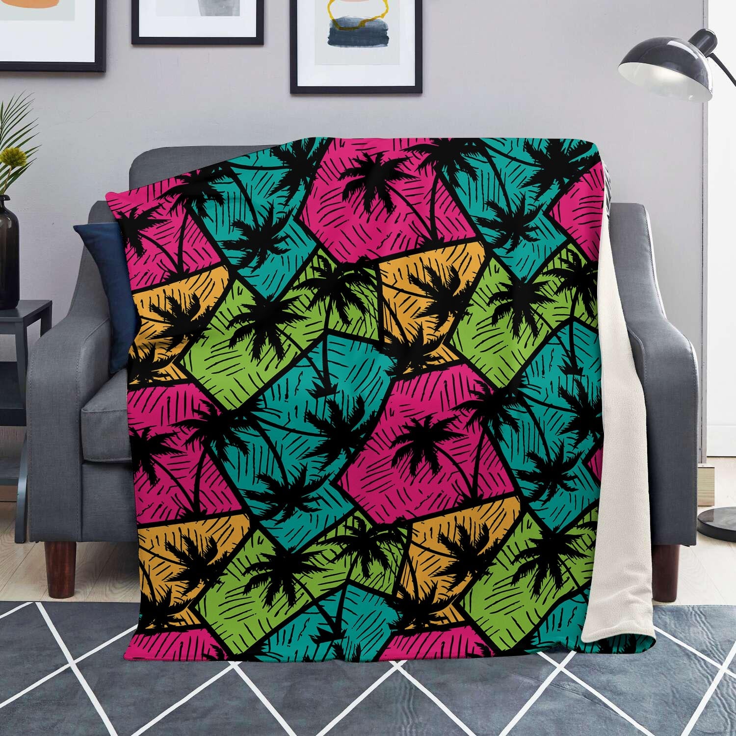 Palm Leaf Hawaiian Print Pattern Blanket-grizzshop