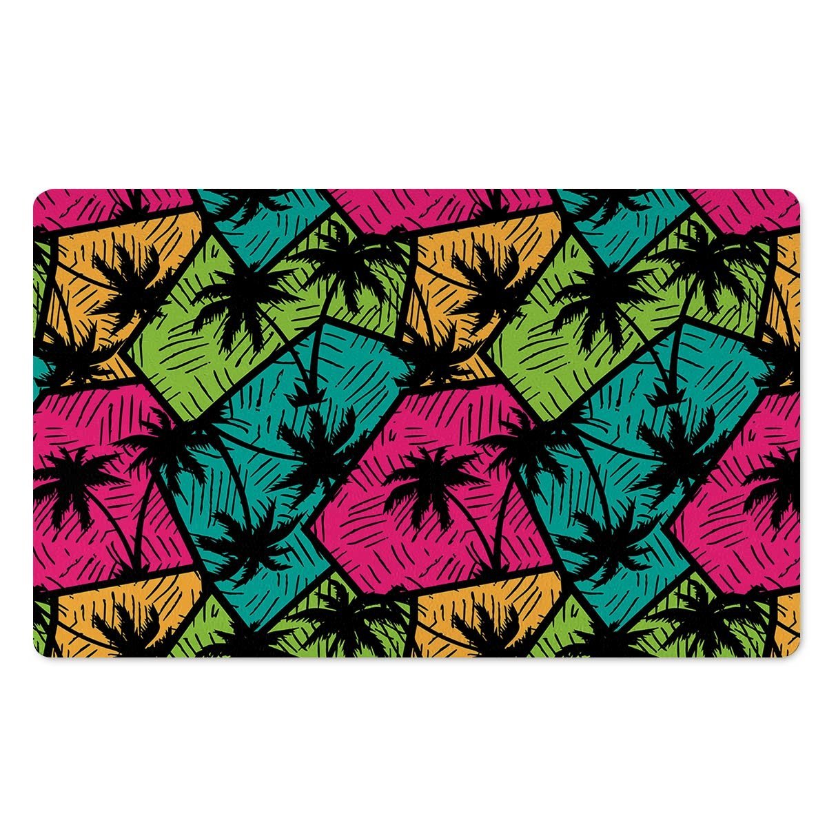 Palm Leaf Hawaiian Print Pattern Door Mat-grizzshop