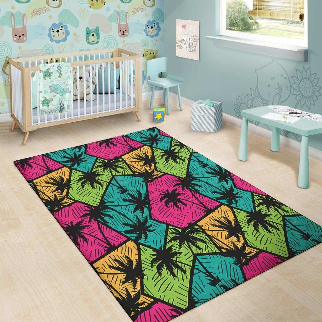 Palm Leaf Hawaiian Print Pattern Floor Mat-grizzshop