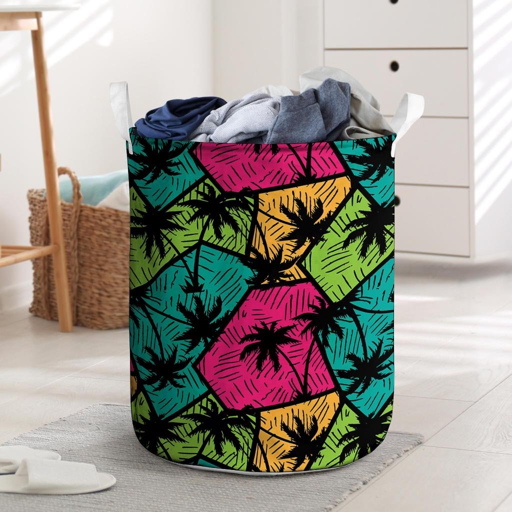 Palm Leaf Hawaiian Print Pattern Laundry Basket-grizzshop