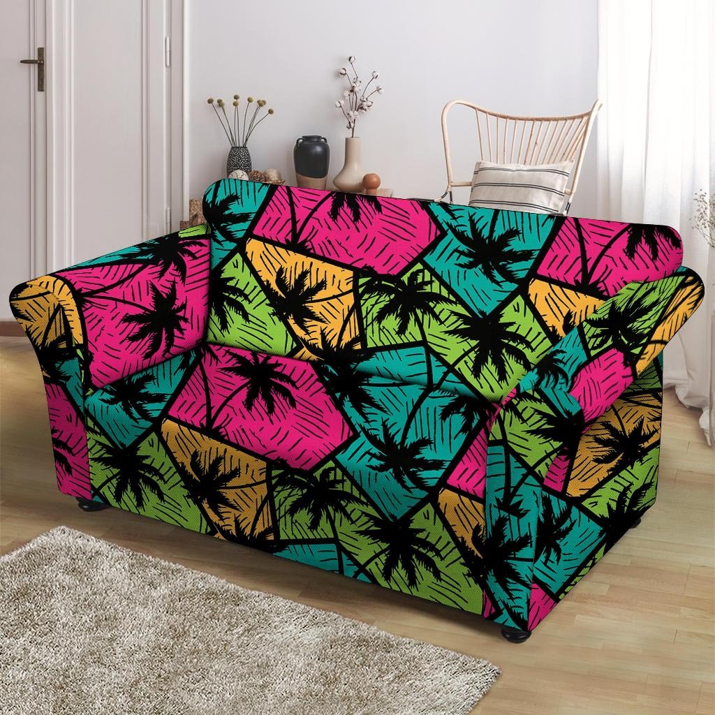 Palm Leaf Hawaiian Print Pattern Loveseat Cover-grizzshop