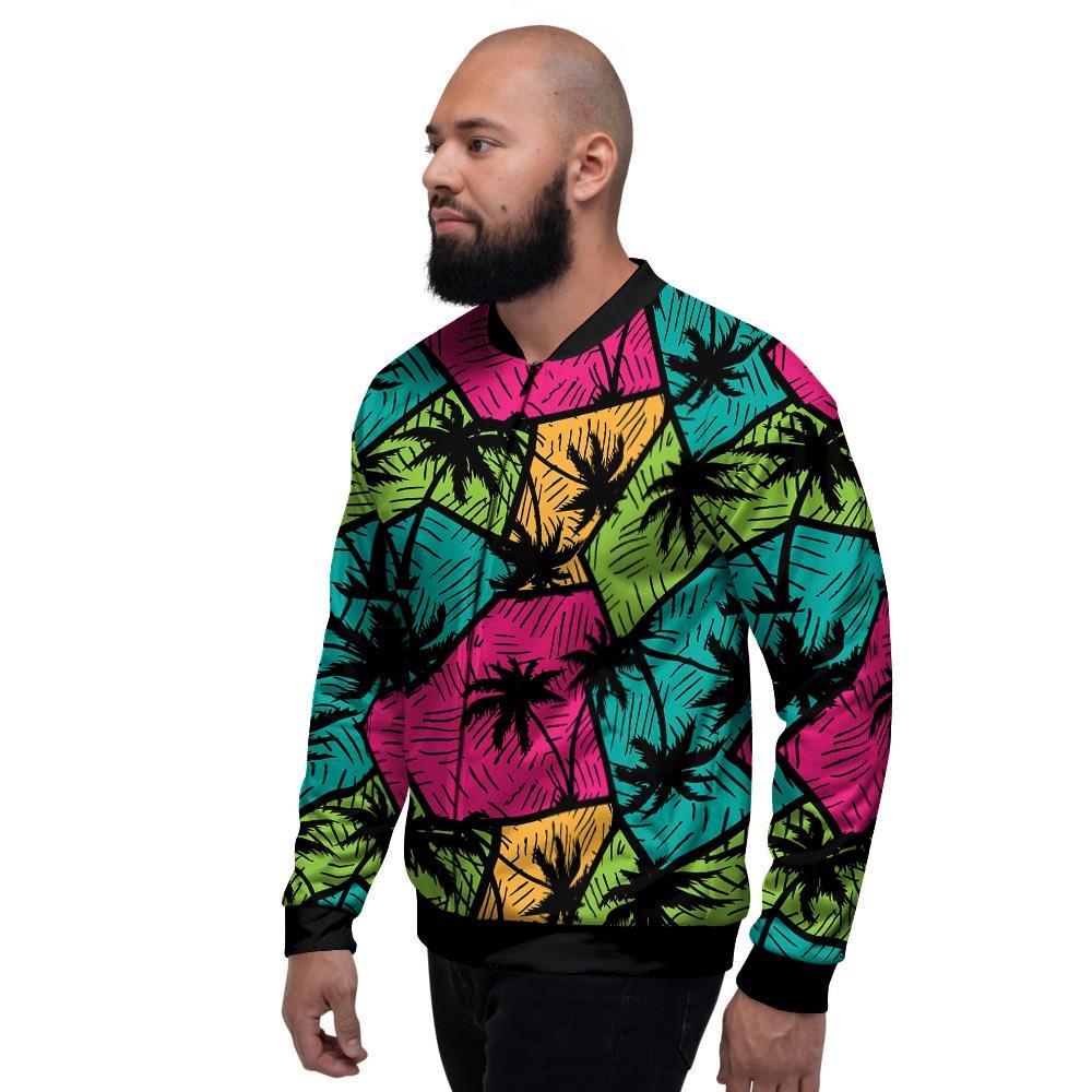 Palm Leaf Hawaiian Print Pattern Men's Bomber Jacket-grizzshop