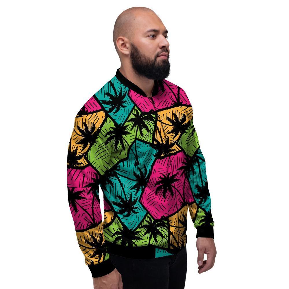 Palm Leaf Hawaiian Print Pattern Men's Bomber Jacket-grizzshop